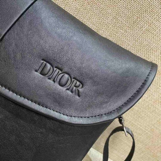 ディオール メンズ フラップ メタルバックル カーフレザー 2WAY メッセンジャーバッグ クラッチバッグ ブラック