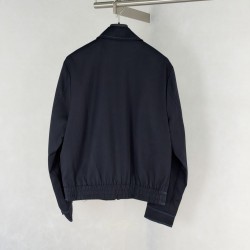 ディオール SS26 コントラストステッチ ターンカラー 精紡 ダブルジップ ブルゾン ジャケット ネイビー メンズ レディース