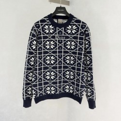 ディオール FW26 スキー カプセル カナージュ スノーフレーク ジャカード クルーネック ニット セーター ネイビー メンズ レディース