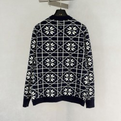 ディオール FW26 スキー カプセル カナージュ スノーフレーク ジャカード クルーネック ニット セーター ネイビー メンズ レディース