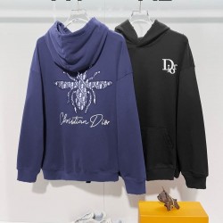 ディオール 2026FW BEE 蜂刺繍 オブリーク ダメージ加工 450g ヘビーウェイト フーディ パーカー メンズ レディース