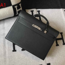 エルメス メンズ ケリー デペッシュ 38 ターンロック 2層式 本革 ブリーフケース ビジネスバッグ ブラック