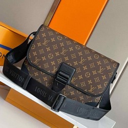 ルイ・ヴィトン メンズ アーチー・メッセンジャー MM モノグラム・マカサー 本革 フラップ ショルダーバッグ M46328 男女兼用