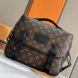 ルイ・ヴィトン メンズ LV トレイル・メッセンジャー モノグラム・マカサー 本革 フラップ 2WAY ショルダーバッグ M46972 男女兼用