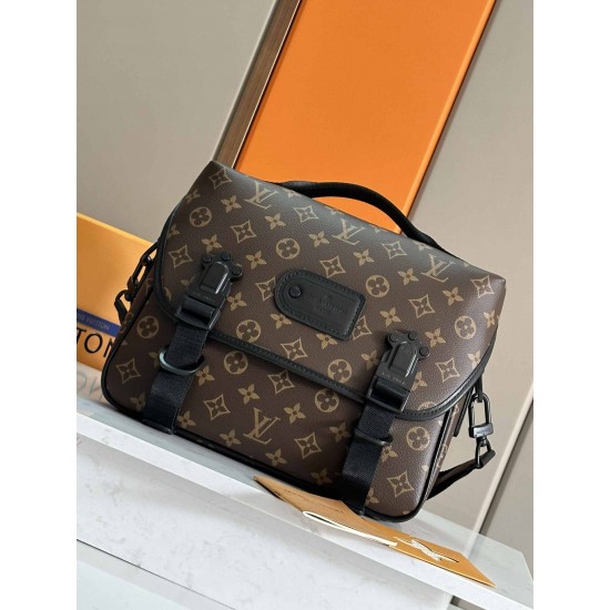ルイ・ヴィトン メンズ LV トレイル・メッセンジャー モノグラム・マカサー 本革 フラップ 2WAY ショルダーバッグ M46972 男女兼用