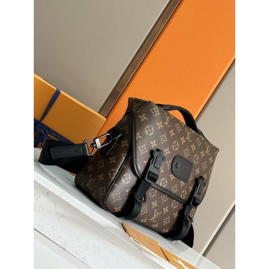 ルイ・ヴィトン メンズ LV トレイル・メッセンジャー モノグラム・マカサー 本革 フラップ 2WAY ショルダーバッグ M46972 男女兼用