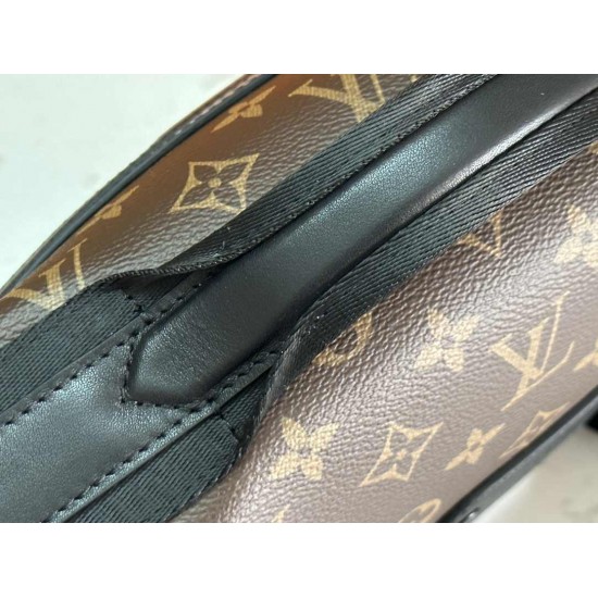 ルイ・ヴィトン メンズ LV トレイル・メッセンジャー モノグラム・マカサー 本革 フラップ 2WAY ショルダーバッグ M46972 男女兼用