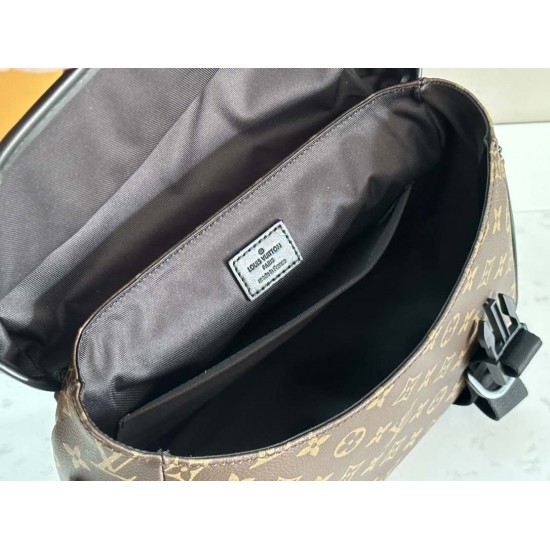 ルイ・ヴィトン メンズ LV トレイル・メッセンジャー モノグラム・マカサー 本革 フラップ 2WAY ショルダーバッグ M46972 男女兼用