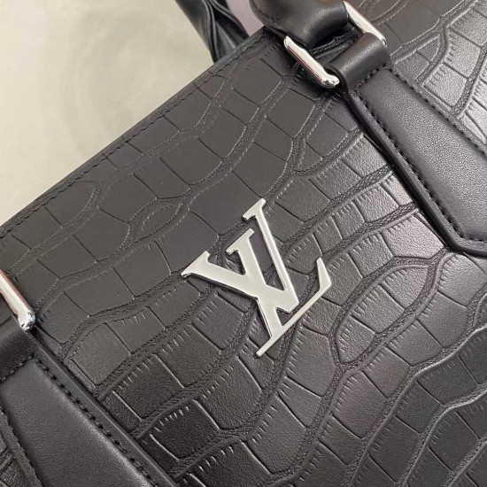 ルイ・ヴィトン メンズ クロコダイル調型押し 本革 2WAY ブリーフケース ビジネスバッグ 書類かばん ブラック 男女兼用
