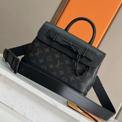 ルイ・ヴィトン メンズ スティーマー・ウェアラブル ウォレット モノグラム・エクリプス 本革 フラップ 2WAY ショルダーバッグ M46953 男女兼用