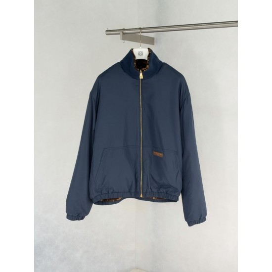 ルイ・ヴィトン SS26 Monogram リバーシブル フリースジャケット ボアブルゾン ブラウン×ネイビー メンズ レディース