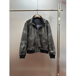 ルイ・ヴィトン ヴィンテージ加工 スタンドカラー レザーライク ブルゾン フェイクレザージャケット チャコールグレー メンズ レディース