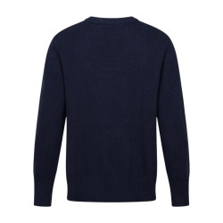 ルイ・ヴィトン 26FW クレストエンブレム 刺しゅうクルーネックニットセーター ネイビー メンズ レディース