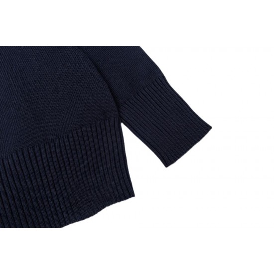 ルイ・ヴィトン 26FW クレストエンブレム 刺しゅうクルーネックニットセーター ネイビー メンズ レディース