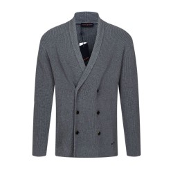 ルイ・ヴィトン 26FW ダブルブレスト ショールカラー ニットカーディガン グレー メンズ レディース