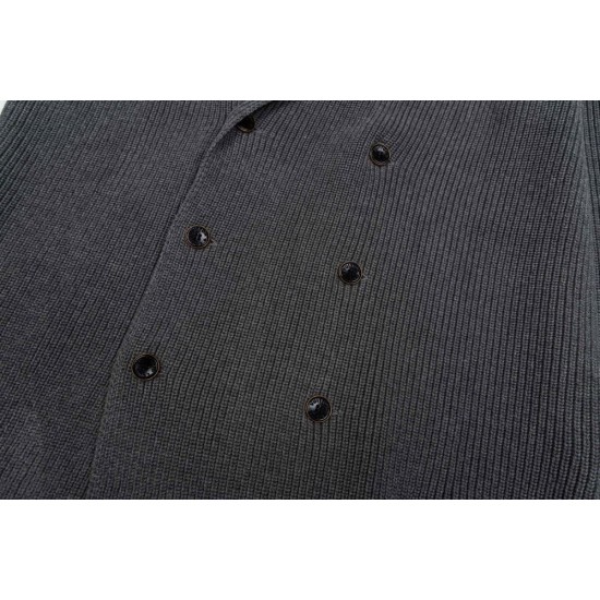 ルイ・ヴィトン 26FW ダブルブレスト ショールカラー ニットカーディガン グレー メンズ レディース