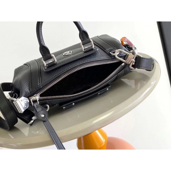 ルイヴィトン レディース グレインラムレザー スムースカーフ ナノ LV ライダー LV サークル 2WAY ミニバッグ オールブラック シルバー金具 M14623