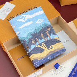 ルイヴィトン メンズ レディース モノグラム 風景プリント クーヴェルテュール パスポール パスポートカバー トラベルケース ブルー M29716