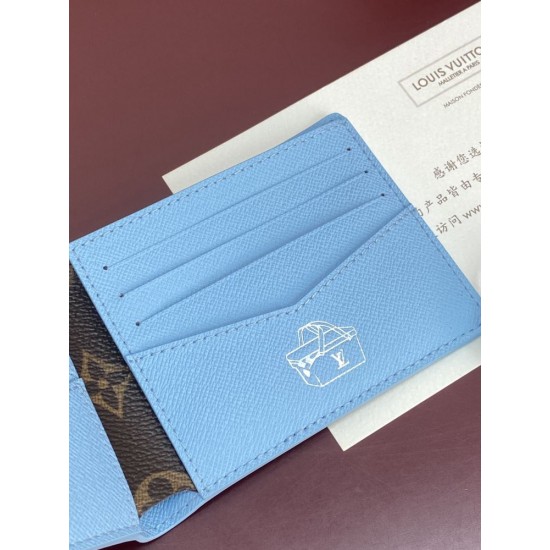 ルイヴィトン メンズ モノグラム 風景プリント ポルトフォイユ スレンダー 二つ折り財布 コンパクト財布 ブルー M29742