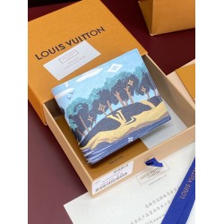 ルイヴィトン メンズ モノグラム 風景プリント ポルトフォイユ ミュルティプル 二つ折り財布 コンパクト財布 ブルー M3A085