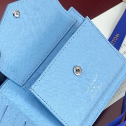 ルイヴィトン メンズ モノグラム 風景プリント ポルトフォイユ ミュルティプル 二つ折り財布 コンパクト財布 ブルー M3A085