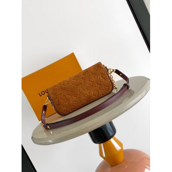 ルイヴィトン レディース スエード モノグラム ウォレット オン チェーン アイビー WOC チェーン 2WAY ショルダーバッグ キャメル M82210