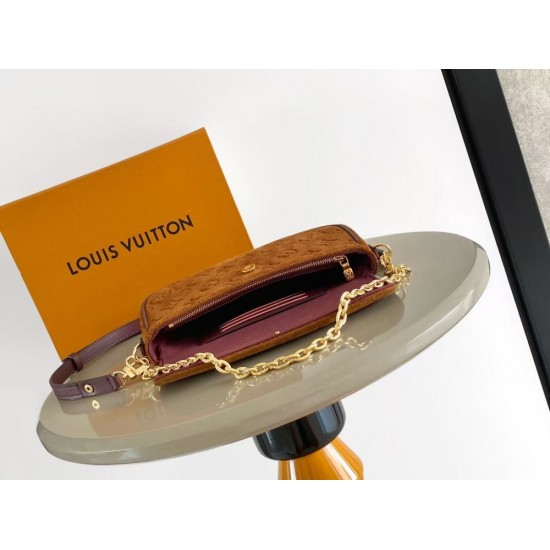 ルイヴィトン レディース スエード モノグラム ウォレット オン チェーン アイビー WOC チェーン 2WAY ショルダーバッグ キャメル M82210
