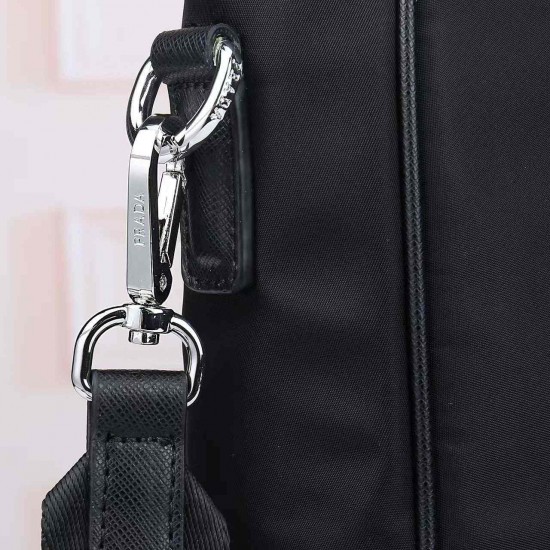 プラダ メンズ Re-Nylon サフィアーノレザー トライアングルロゴ 縦型 2WAY トートバッグ ビジネスバッグ ブラック 175代工 男女兼用