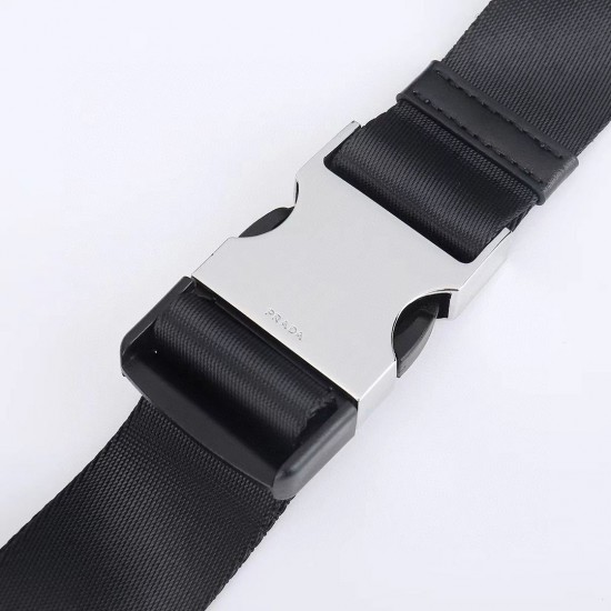 プラダ メンズ Re-Nylon サフィアーノレザー フラップ トライアングルロゴ バムバッグ ウエストバッグ ボディバッグ ブラック 175代工 男女兼用