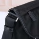 プラダ メンズ Re-Nylon サフィアーノレザー フラップ ダブルバックル トライアングルロゴ メッセンジャーバッグ ショルダーバッグ ブラック 175代工 男女兼用