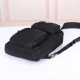 プラダ メンズ Re-Nylon サフィアーノレザー ダブルポケット トライアングルロゴ スリング バックパック ボディバッグ ブラック 175代工 男女兼用