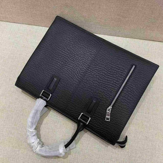 プラダ メンズ ウェーブ型押しレザー 本革 ダイヤルロック 2WAY ブリーフケース ビジネスバッグ 書類かばん ブラック 男女兼用