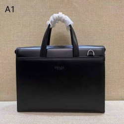プラダ メンズ スムースカーフレザー 本革 ダイヤルロック 2WAY ブリーフケース ビジネスバッグ 書類かばん ブラック 男女兼用