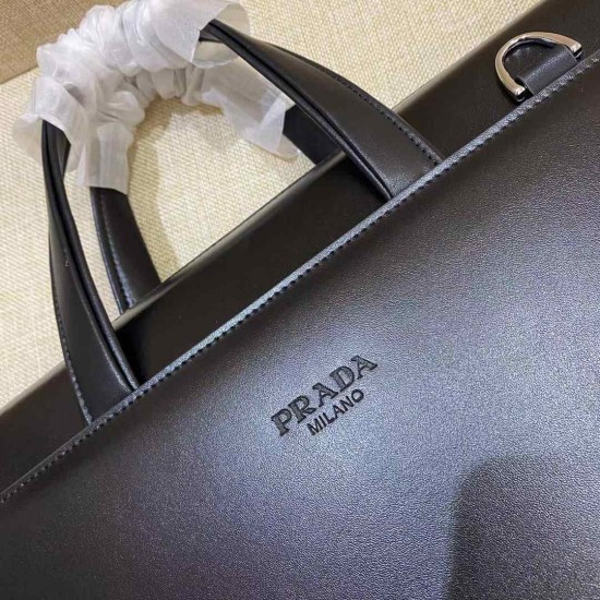 プラダ メンズ スムースカーフレザー 本革 ダイヤルロック 2WAY ブリーフケース ビジネスバッグ 書類かばん ブラック 男女兼用