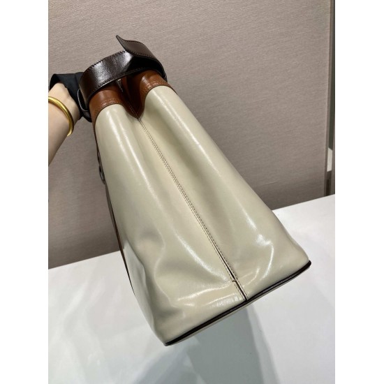 プラダ メンズ グレイズドオイルレザー 本革 パッチワーク ストライプ ベルト付き 2WAY ラージ トートバッグ 1BG126 男女兼用