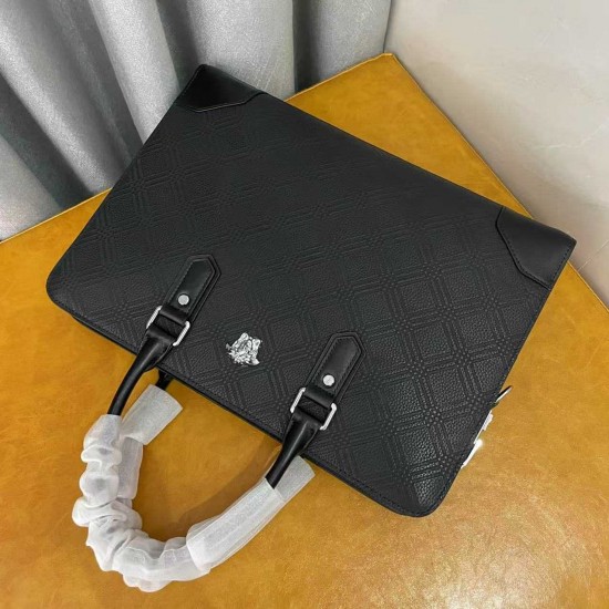 ヴェルサーチェ メンズ ラ メドゥーサ ジオメトリック型押し カーフレザー 本革 2WAY ブリーフケース ビジネスバッグ 書類かばん ブラック 男女兼用
