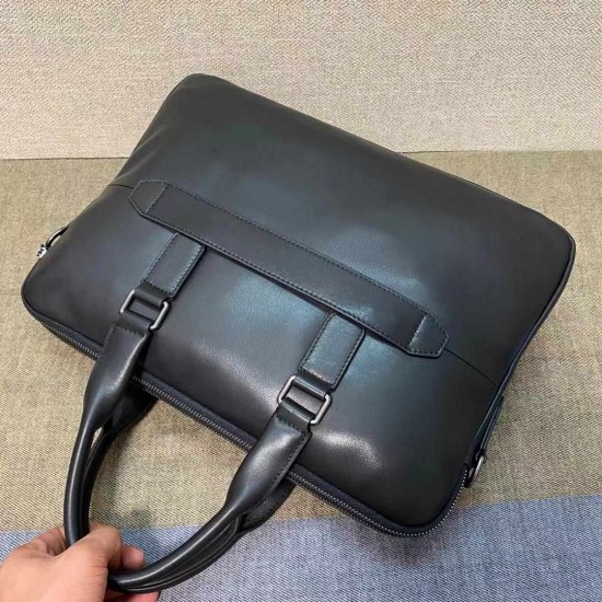 ヴェルサーチェ メンズ ラ メドゥーサ スムースカーフレザー 本革 フロントジップ 2WAY ブリーフケース ビジネスバッグ 書類かばん ブラック 男女兼用
