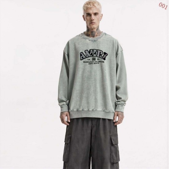 AMIRI 2026秋冬新作 スノーウォッシュ カレッジロゴ クルーネックスウェットシャツ トレーナー 男女兼用 メンズ レディース