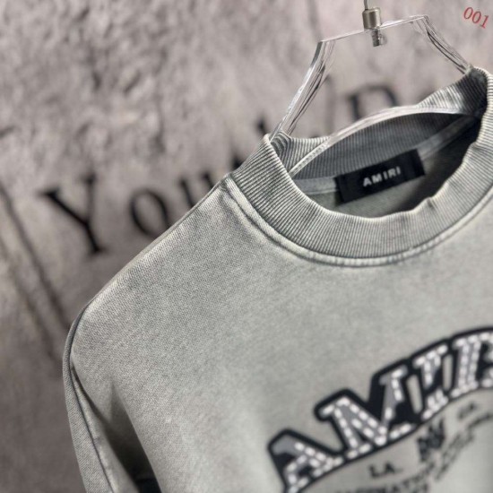 AMIRI 2026秋冬新作 スノーウォッシュ カレッジロゴ クルーネックスウェットシャツ トレーナー 男女兼用 メンズ レディース