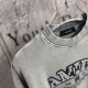 AMIRI 2026秋冬新作 スノーウォッシュ カレッジロゴ クルーネックスウェットシャツ トレーナー 男女兼用 メンズ レディース