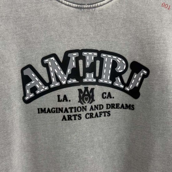 AMIRI 2026秋冬新作 スノーウォッシュ カレッジロゴ クルーネックスウェットシャツ トレーナー 男女兼用 メンズ レディース
