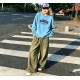 AMIRI 2026秋冬新作 スノーウォッシュ カレッジロゴ クルーネックスウェットシャツ 天蓝色 男女兼用 メンズ レディース