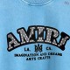 AMIRI 2026秋冬新作 スノーウォッシュ カレッジロゴ クルーネックスウェットシャツ 天蓝色 男女兼用 メンズ レディース