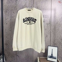 AMIRI 2026秋冬新作 スノーウォッシュ カレッジロゴ クルーネックスウェットシャツ 杏色 男女兼用 メンズ レディース