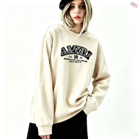 AMIRI 2026秋冬新作 スノーウォッシュ カレッジロゴ クルーネックスウェットシャツ 杏色 男女兼用 メンズ レディース