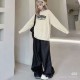 AMIRI 2026秋冬新作 スノーウォッシュ カレッジロゴ クルーネックスウェットシャツ 杏色 男女兼用 メンズ レディース