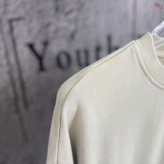 AMIRI 2026秋冬新作 スノーウォッシュ カレッジロゴ クルーネックスウェットシャツ 杏色 男女兼用 メンズ レディース