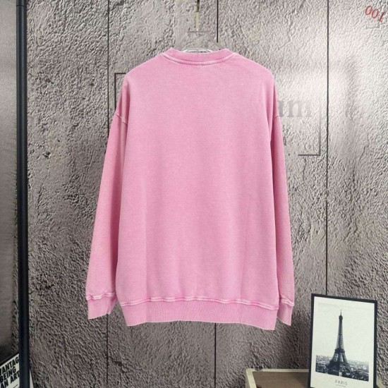 AMIRI 2026秋冬新作 スノーウォッシュ カレッジロゴ クルーネックスウェットシャツ 粉色 男女兼用 メンズ レディース
