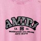 AMIRI 2026秋冬新作 スノーウォッシュ カレッジロゴ クルーネックスウェットシャツ 粉色 男女兼用 メンズ レディース
