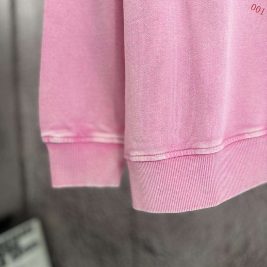 AMIRI 2026秋冬新作 スノーウォッシュ カレッジロゴ クルーネックスウェットシャツ 粉色 男女兼用 メンズ レディース